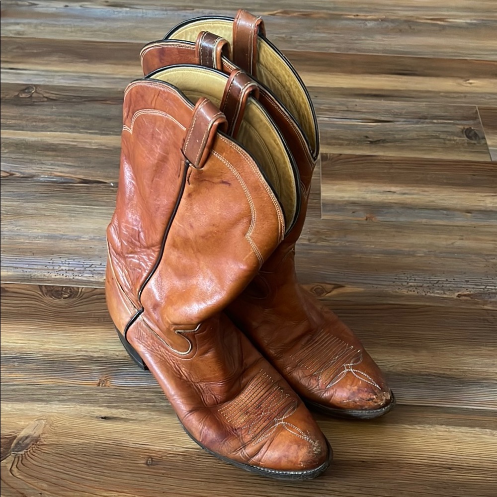 Vintage Tony Lama 10 Men’s Classic Leather Cowboy Boots Rodeo Cowboy